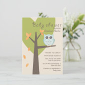 Invitation Baby shower d'automne de la Chouette bleue des Feu (Debout devant)
