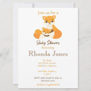 Invitation Baby shower d'automne de la jolie Fox