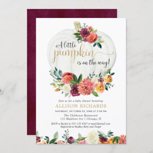 Invitation baby shower d'automne de la petite citrouille non