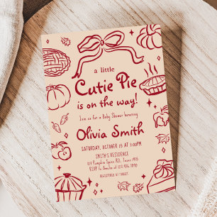 Invitation Baby shower d'automne de la tarte Cutie tirée à la