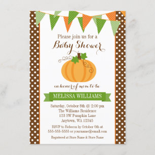Invitation Baby shower d'automne de l'Citrouille Polka Dot Bu