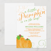 Invitation Baby shower d'automne de Little Citrouille (Devant / Derrière)