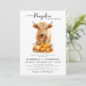 Invitation Baby shower d'automne de Little Citrouille Highlan (Debout devant)