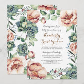 Invitation Baby shower d'automne de l'ivoire végétal (Devant / Derrière)