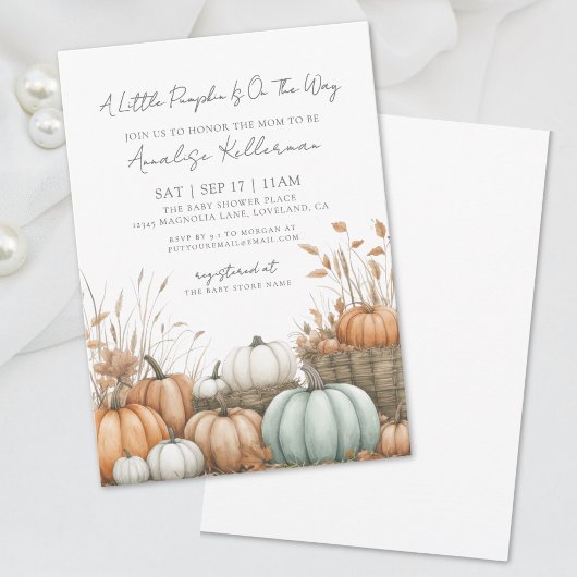 Invitation Baby shower d'automne de patchs citrouille