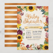 Invitation Baby shower d'automne de tournesol de feuille (Devant / Derrière)