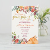 Invitation baby shower d'automne des jumeaux, deux petits cit (Debout devant)