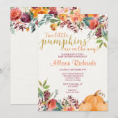 Invitation baby shower d'automne des jumeaux, deux petits cit (Devant / Derrière)