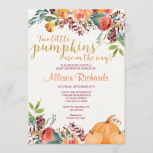 Invitation baby shower d'automne des jumeaux, deux petits cit