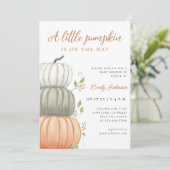Invitation Baby shower d'automne des petits Citrouilles Neutr (Debout devant)
