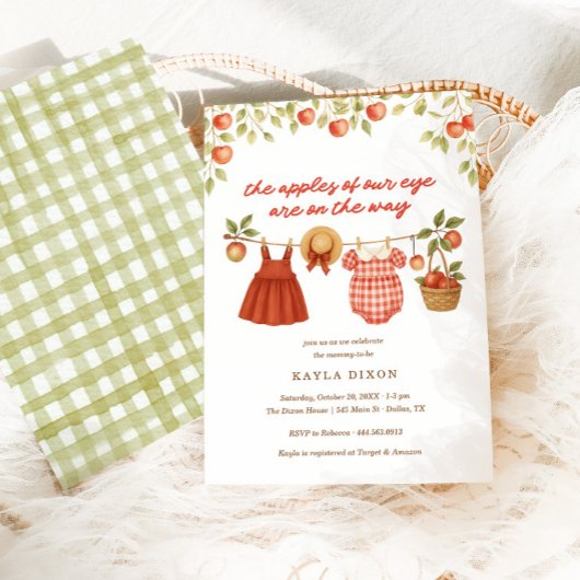 Invitation Baby shower d'automne des pommes de nos deux fille