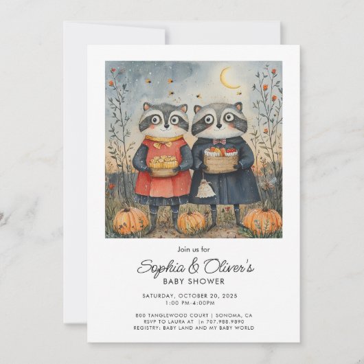 Invitation Baby shower d'automne des renards des bois (Devant)