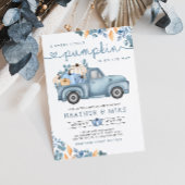 Invitation Baby shower d'automne doux Petit Citrouille bleu