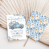 Invitation Baby shower d'automne doux Petit Citrouille bleu