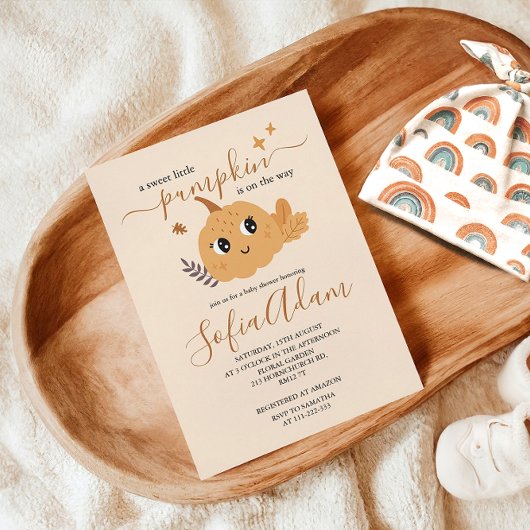 Invitation Baby shower d'automne du Citrouille doux