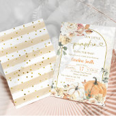 Invitation Baby shower d'automne du Citrouille Floral Orange