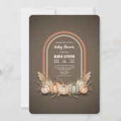 Invitation Baby shower d'automne du Citrouille Taupe Boho Arc (Devant)