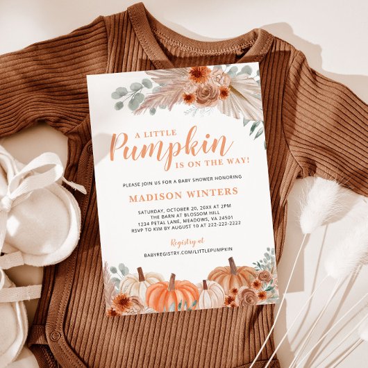 Invitation Baby shower d'automne du petit Citrouille