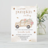 Invitation Baby shower d'automne du petit citrouille Floral T (Debout devant)