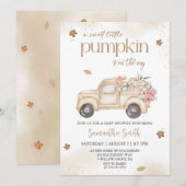 Invitation Baby shower d'automne du petit citrouille Floral T (Devant / Derrière)