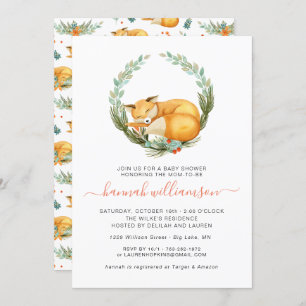 Invitation Baby shower d'automne du renard boisé
