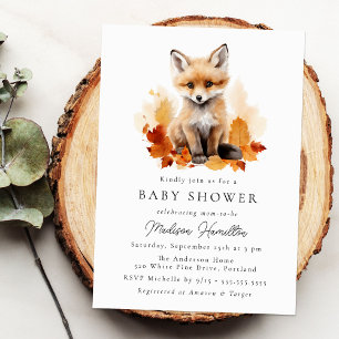 Invitation Baby shower d'automne du renard boisé mou