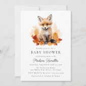 Invitation Baby shower d'automne du renard boisé mou (Devant)