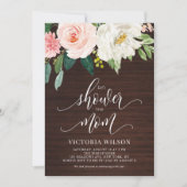 Invitation Baby shower d'automne en bois foncé rustique (Devant)