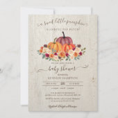 Invitation Baby shower d'automne en bois rustique petit Citro (Devant)