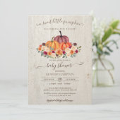 Invitation Baby shower d'automne en bois rustique petit Citro (Debout devant)