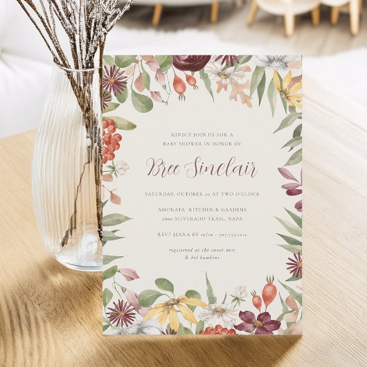 Invitation Baby shower d'automne Fleur sauvage