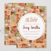 Invitation Baby Shower d'automne Fleurs des Pampas (Devant / Derrière)