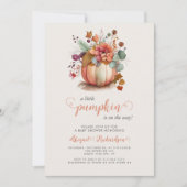 Invitation Baby shower d'automne Floral Petit Citrouille (Devant)