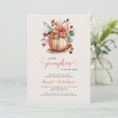 Invitation Baby shower d'automne Floral Petit Citrouille (Debout devant)