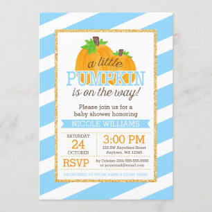Invitation Baby shower d'automne Gold Little Citrouille