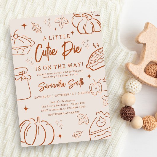 Invitation Baby shower d'automne Little Cutie Pie