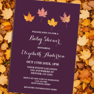 Invitation Baby shower d'automne Maple Feuille