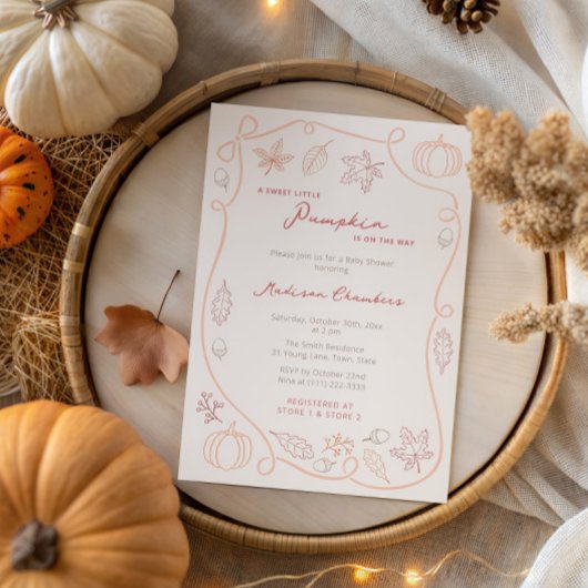 Invitation Baby shower d'automne neutre pour le petit Citroui