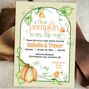 Invitation Baby shower d'automne neutre pour le petit Citroui