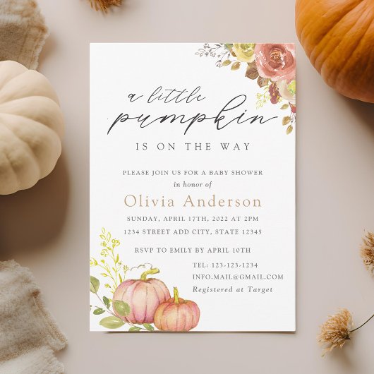 Invitation Baby shower d'automne neutre pour le petit Citroui
