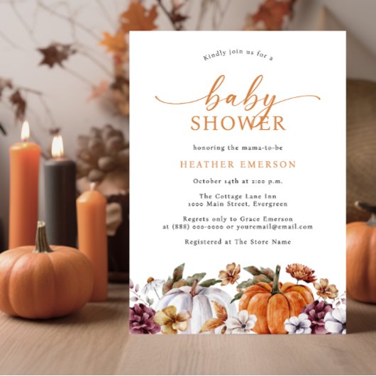 Invitation Baby shower d'automne Orange