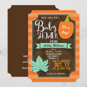 Invitation Baby shower d'automne ou d'Halloween Brown et oran (Devant / Derrière)