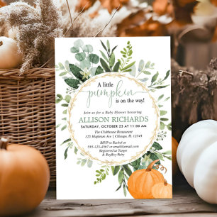 Invitation Baby shower d'automne peu citrouille et neutre pou