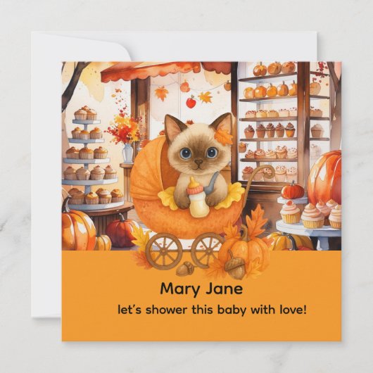 Invitation Baby shower d'automne pour Amoureux de les chats (Devant)