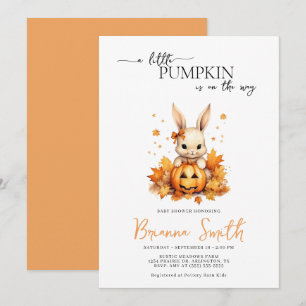 Invitation Baby shower d'automne pour bébé lapin petit Citrou