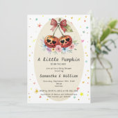 Invitation Baby shower d'automne Retro Citrouille Cherries Co (Debout devant)