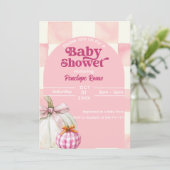 Invitation Baby shower d'automne rose Citrouille Halloween (Debout devant)