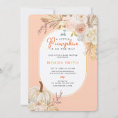 Invitation Baby shower d'automne rose Pastel Boho Citrouille (Devant)