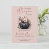 Invitation Baby shower d'automne rose rose pâle Citrouille do (Debout devant)