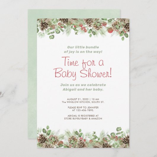 Invitation Baby shower d'automne rustique (Devant / Derrière)